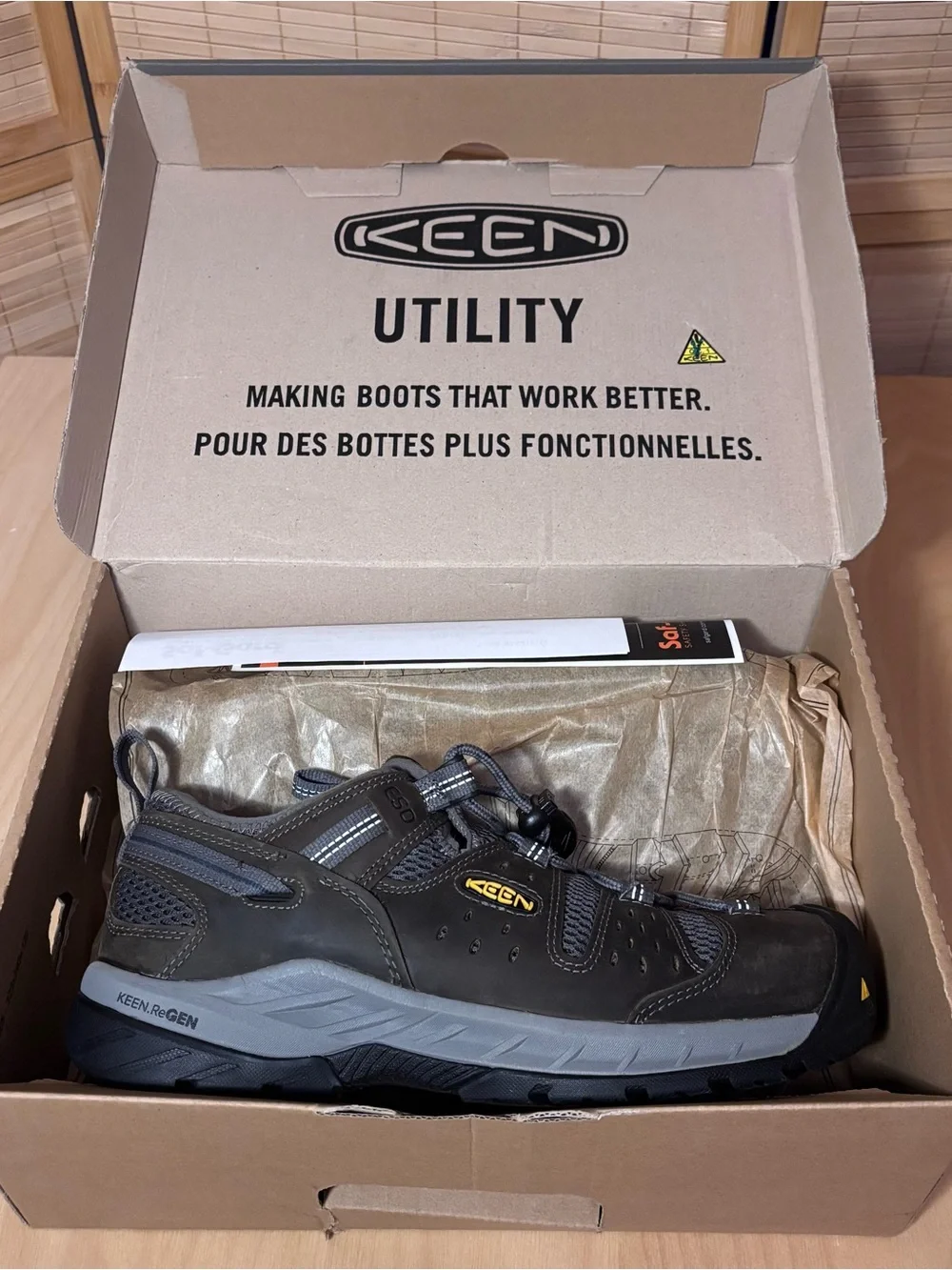 KEEN Utility Atlanta Cool II ESD Steel Toe Work Shoes Men’s 10.5 D Gargoyle/Navy